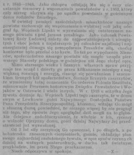 Wycinek z gazety Orędownik Ostrowski z dnia 17.10.1930,
https://www.wbc.poznan.pl/dlibra/publication/199817/edition/193031/content  
rubryka Wiadomości miejscowe i z okolicy podzielone na części, cz.3