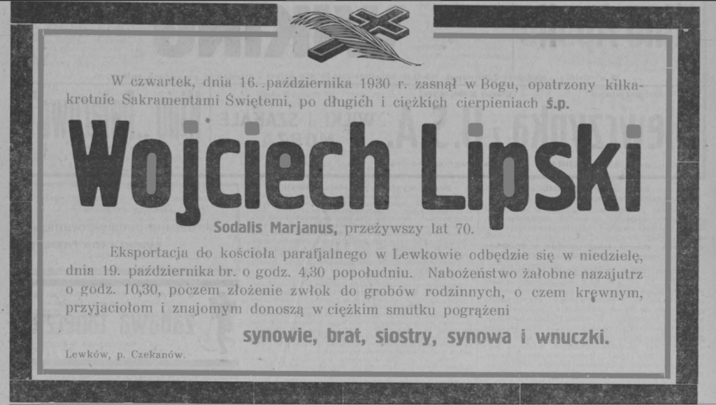 Wycinek z gazety Orędownik Ostrowski z dnia 17.10.1930 https://www.wbc.poznan.pl/dlibra/publication/199817/edition/193031/content 