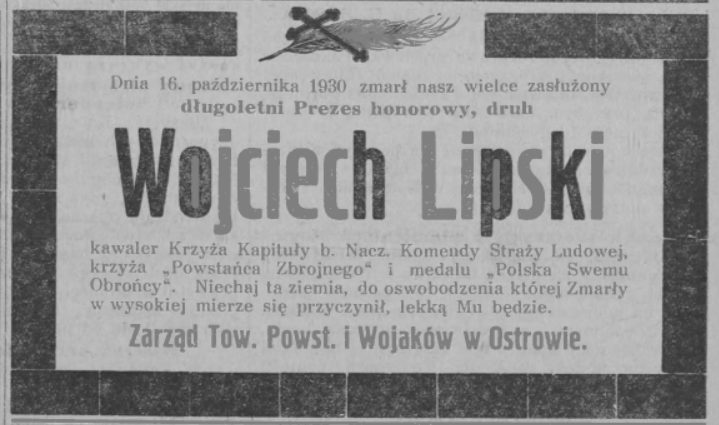 Klepsydra z  gazety Orędownik Ostrowski z dnia 17.10.1930 https://www.wbc.poznan.pl/dlibra/publication/199817/edition/193031/content 