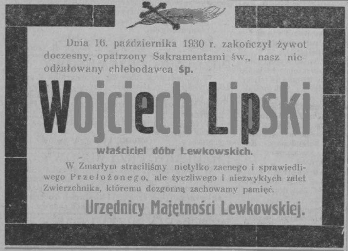 Klepsydra z  gazety Orędownik Ostrowski z dnia 17.10.1930 https://www.wbc.poznan.pl/dlibra/publication/199817/edition/193031/content 