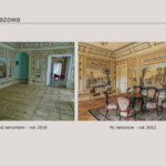 Salon Pejzażowy - po lewej zdjęcie przed remontem, a po prawej po remoncie
