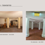 Piwnica/kawiarnia - po lewej przed remontem, po prawej po remoncie
