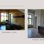 Sień zdjęcie po lewej przed remontem, a po prawej po remoncie