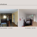 Klatka schodowa - po lewej przed remontem, a po prawej po remoncie