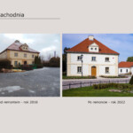 oficyna zachodnia po lewej przed remontem, a po prawej po remoncie