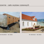 Stara wozownia/stajnia po lewej przed remontem, a po prawej po remonice