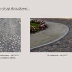 Stan drogi dojazdowej po lewej przed remontem, a po prawej po remoncie